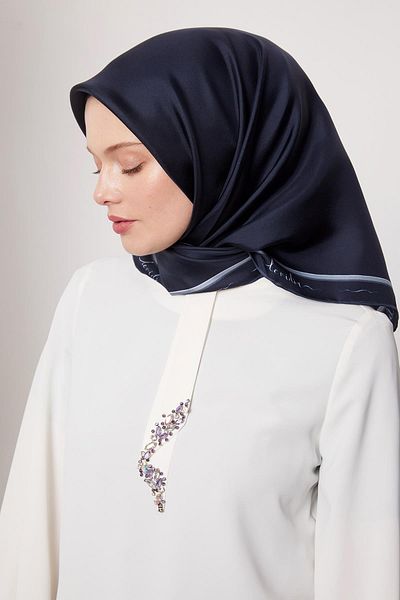 Levidor Μπλε ναυτικό μοτίβο με μοτίβο Twill μεταξωτό μαντίλι