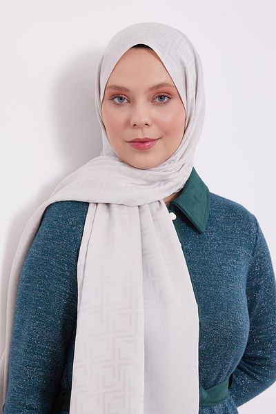 Levidor شال جاكار أزرق بنمط مربع حجري