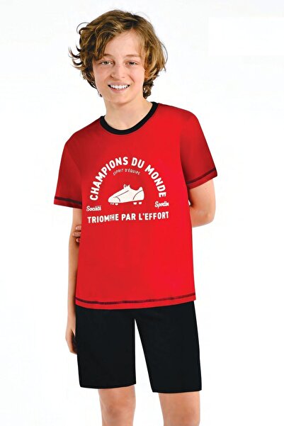 Ersoy Çocuk Giyim Dečački crveni komplet pidžama sa kratkim rukavima i kratki...