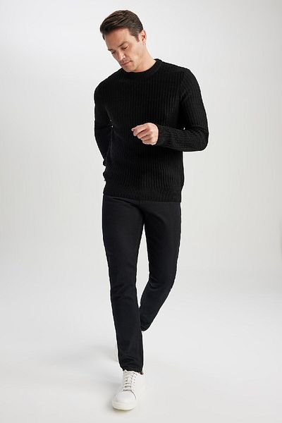 DeFacto Standard-Passform, normaler Schnitt, Rundhalsausschnitt, Jacquard-Strickpullover, A5234ax23wn