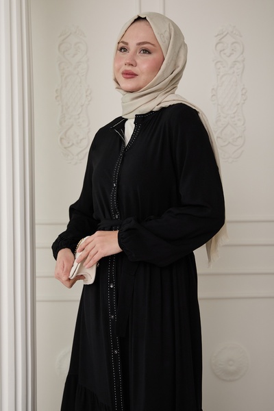 InStyle Viscose Black Dress with Punt on the Front