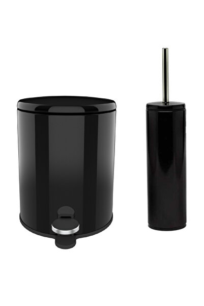 Prima Nova Σετ βούρτσας τουαλέτας Cigo Κάδος Απορριμμάτων Μπάνιου 2 τεμαχίων Μαύρο
