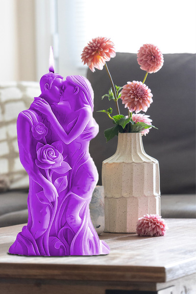 FANTASTİK SANAT ATÖLYESİ Sarılan Sevgililer Aşk-ı Amber Kokulu Aşka Çağrı Mum...