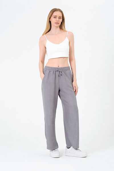 Rich Women's High Waist Wide Leg Linen Trousers