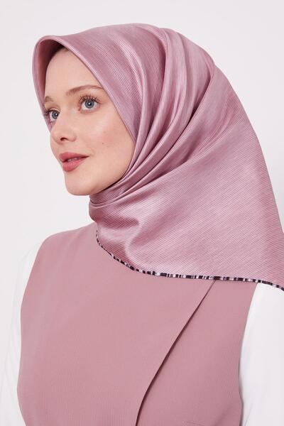 Levidor Μεταξωτό μαντίλι Dusty Rose ριγέ Twill