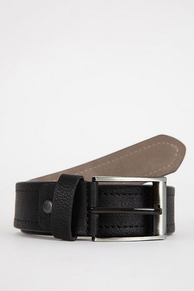 DeFacto Men's Rectangular Buckle Faux Leather Casual Belt A1653Axns