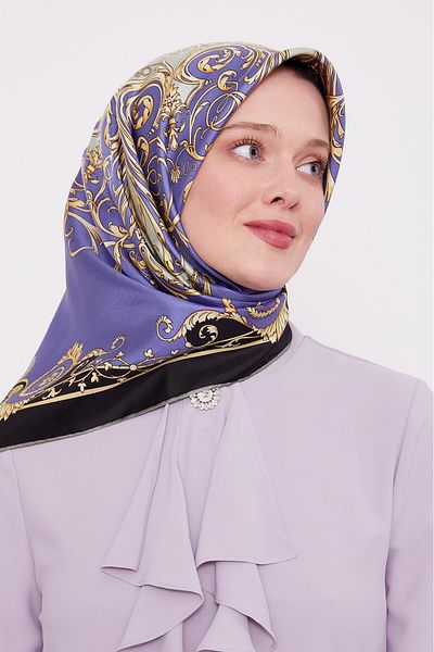 Levidor Μεταξωτό μαντίλι με μοτίβο με φύλλο Indigo