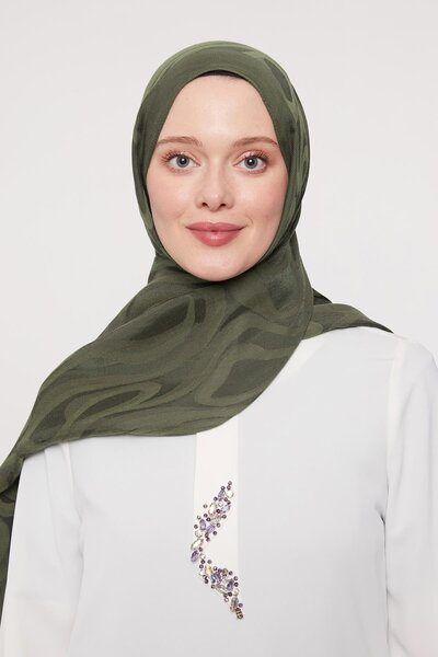 Levidor شال غرازيا بنمط تجريدي باللون الأخضر العشبي