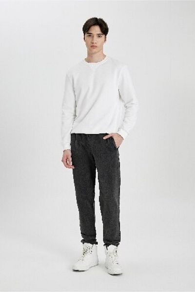 DeFacto Φούτερ με κανονική εφαρμογή Fleto Pocket Washed Pale Effect Μέση με κορδόνια Ελαστικό πόδι A1992ax24sp