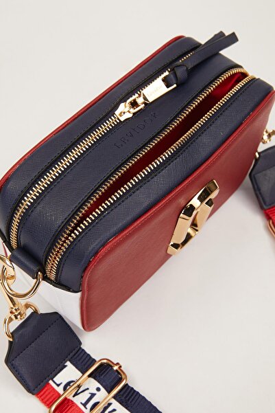 Levidor Red/White/Navy Shoulder Bag with Buckle Accessories