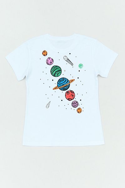 Fulla Moda Tricou pentru fetiță, 100% bumbac, cu imprimeu Planet în față și în spate