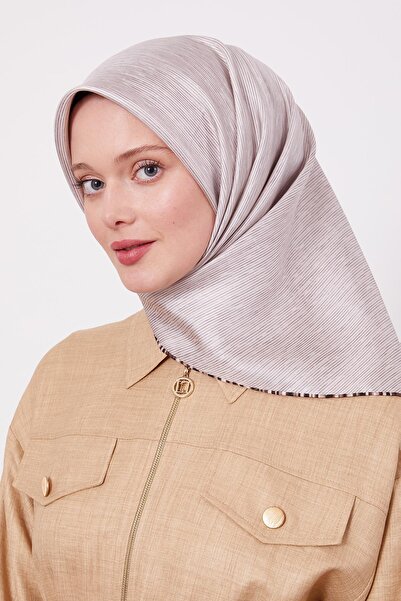 Levidor Latte Striped Twill Silk Scarf