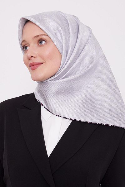 Levidor Eșarfă de mătase din twill cu dungi albe