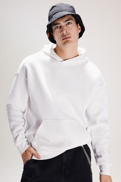 DeFacto Black Oversize Wide Fit Hooded Kangaroo Pocket Basic Plain Sweatshirt A4331Ax23Au