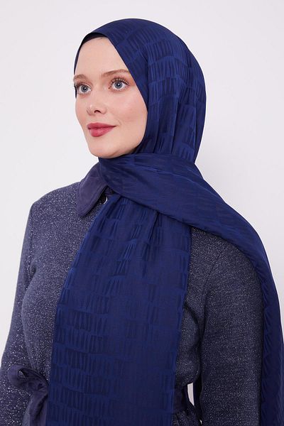 Levidor K.Navy Blue Drop Pattern Blue Jacquard Shawl