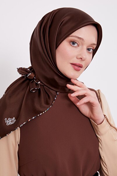 Levidor Acı Kahve Benekli Twill İpek Eşarp