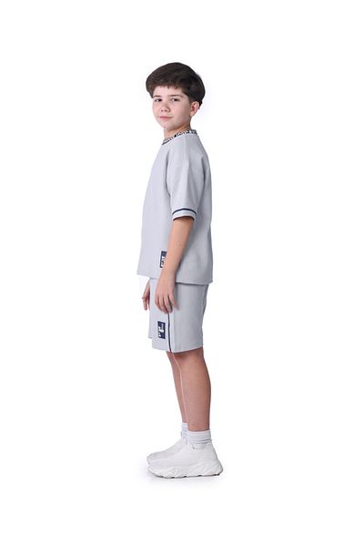 Victor and Jane Boys' Jacquard Set – Light Blue 2-Piece Outfit with Label Detail