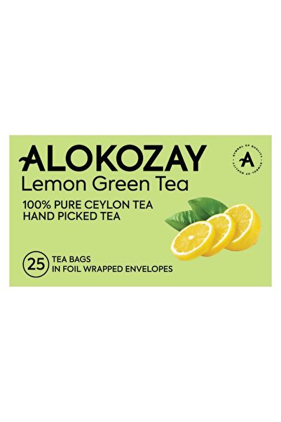 Alokozay شاي أخضر بالليمون - 25 كيس شاي في مظاريف مغلفة بورق القصدير