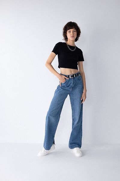 DeFacto Coool Fitted Rib Basic Solid Short Sleeve T-Shirt T9631Az23Sm
