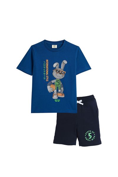 Victor and Jane Junior Boys' 2PC Set – Football Play, Cool Rabbit - Royal Blue