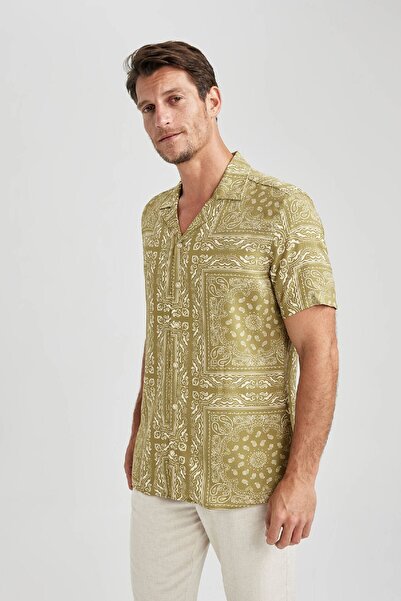 DeFacto Koszula z krótkim rękawem i kołnierzem Apache o nowoczesnym kroju A1914ax23sm