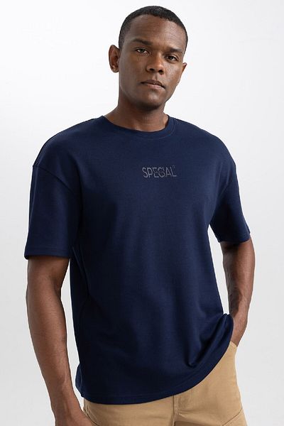 DeFacto Comfortable Fit Crew Neck Printed T-Shirt - Heavy Fabric, Short Sleeve A6394Ax23Au