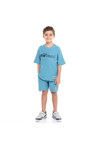 Victor and Jane Boys' Jacquard Set – Blue Color Striped Design with Textured Material
