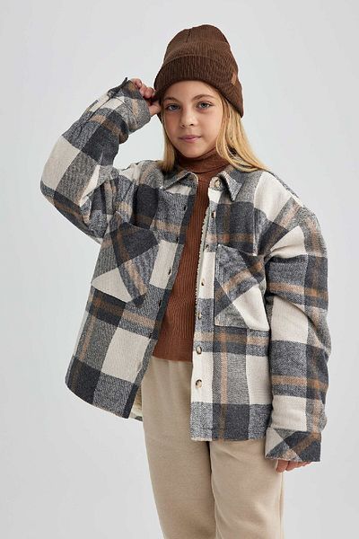 DeFacto Girl's Checkered Flannel Long Sleeve Shirt A8046a823au