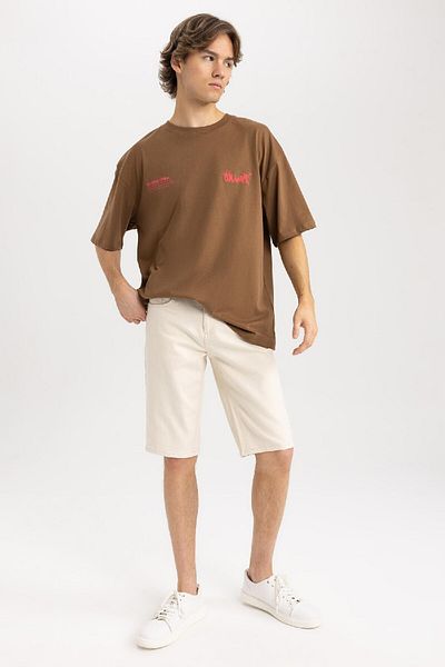 DeFacto Slim Fit Στενή Εφαρμογή Κανονική μέση Skinny Leg Τζιν βερμούδα B0380ax23hs