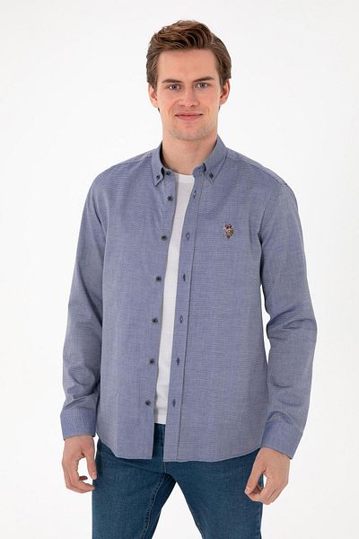 U.S. Polo Assn. U.S. POLO ASSN. Мъжка тъмносиня риза с дълъг ръкав, базова