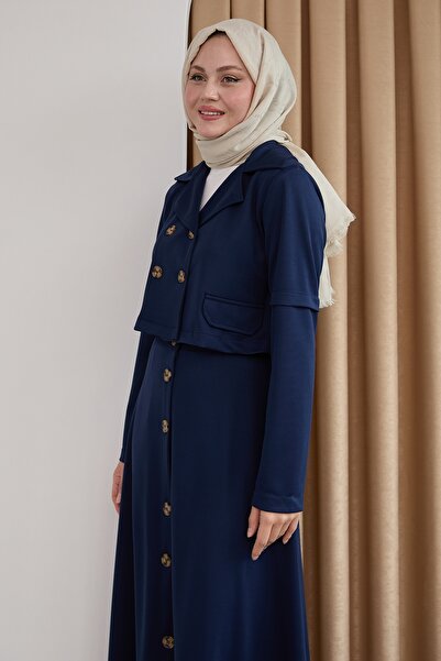 InStyle Двокомпонентний комплект з темно-синім спідницею на ґудзиках