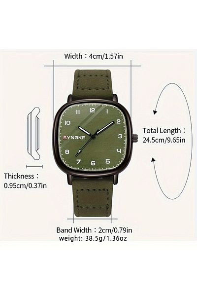 Synoke Men Women Wrist Watch Square Sport Style