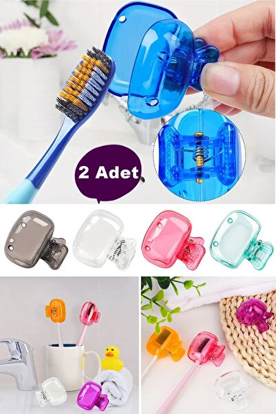 Kitchen Beauty 2 Adet Diş Fırça Kapağı Klipsi Diş Fırça Koruma Kapağı Diş Fırçalık Mandallı Diş Fırça Koruma Klipsi