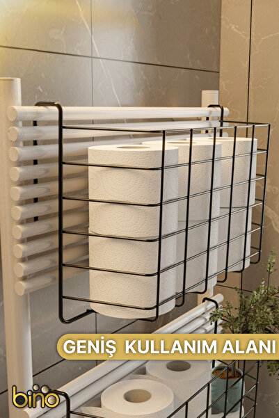 Bino Banyo Düzenleyici Organizer Şampuanlık Havlupan Askısı Havluluk Siyah Banyo Rafı Mutfak Rafı 1 ADET