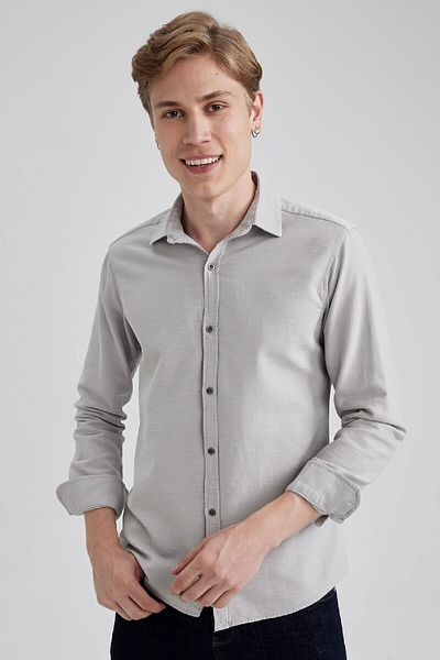 DeFacto Slim Fit Slim Fit Cotton Basic tömör hosszú ujjú ing A4644ax23au