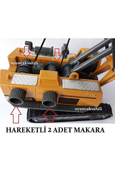 OYUNCAKSAHİLİ رافعة مجنزرة 34 سم لآلات البناء مع خطاف وبكرة متحركة لعبة ذات ج...