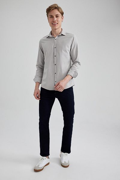 DeFacto Slim Fit Slim Fit Cotton Basic tömör hosszú ujjú ing A4644ax23au