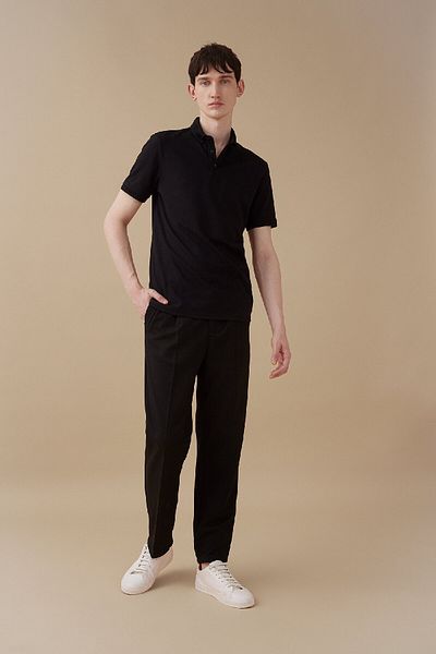 DeFacto Slim Fit Slim Fit κοντομάνικο Basic μασίφ μαύρο μπλουζάκι πόλο T5259az24sp