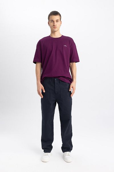 DeFacto Oversize Wide Fit Crew Neck Printed Short Sleeve T-Shirt B4755Ax24Sp