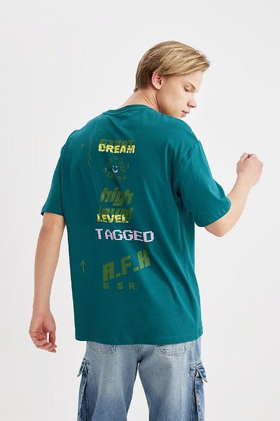 DeFacto Μπλουζάκι Relaxed Fit - Crew Neck Back Printed T-shirt B5333ax24sp