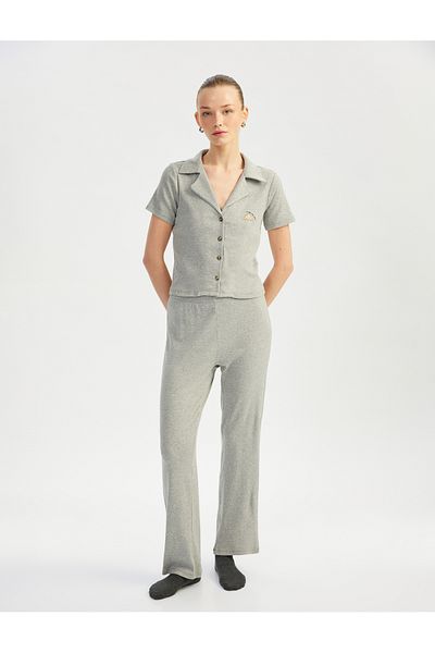 Koton New Season Short Sleeve Shirt Collar Cotton Pajama Set