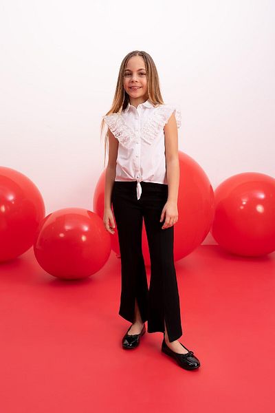 DeFacto Girl's Poplin Short Sleeve White Shirt B5114a824sm