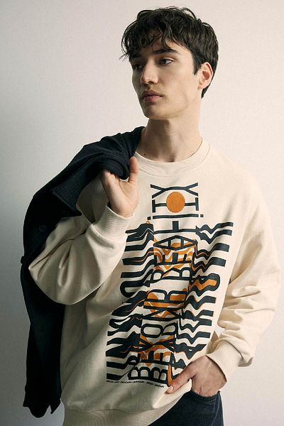 DeFacto Oversize Wide Fit Crew Neck Printed Sweatshirt B4764Ax24Sp