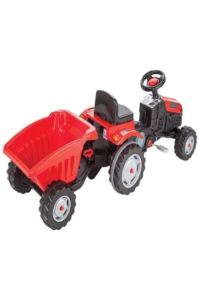 PİLSAN TOYS Pedal tractor with removable trailer for children 3-6 years old, Pilsan Green Size 143x51x 51 cm