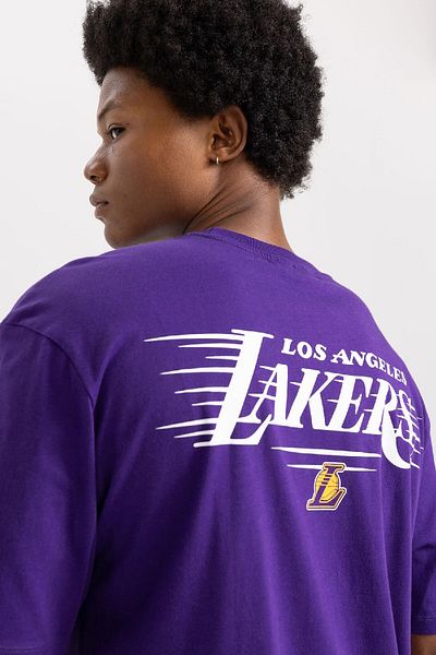 DeFacto Nba Los Angeles Lakers Oversize Crew Neck Short Sleeve T-Shirt - V0775Az23Au