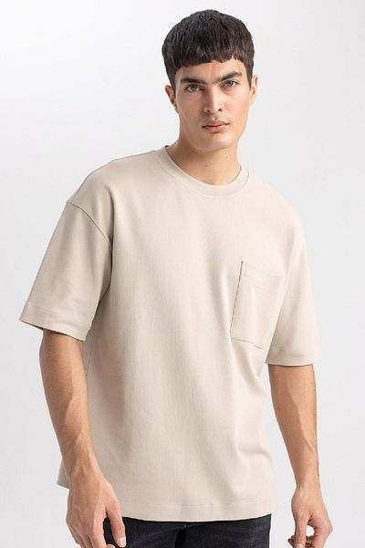 DeFacto Oversize Tričko Crew Neck 100% bavlna Heavy Weight - Krátký rukáv T3661Az24Sp