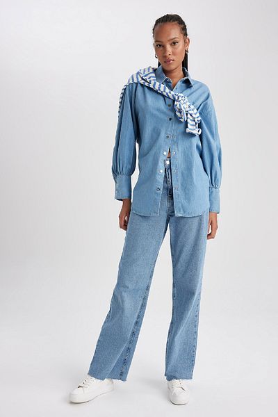 DeFacto Cămașă Jean Fashion Fit cu mânecă lungă - B2391ax23hs