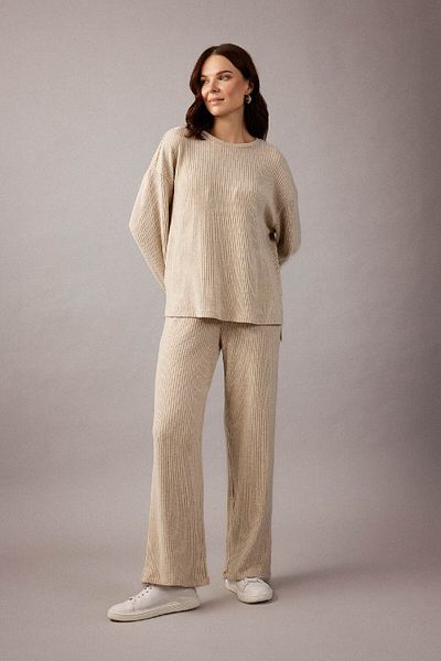 DeFacto Ribbed Camisole Pants - Elastic Waist, Straight Leg B2206Ax23Au