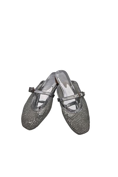 aayak&kabımofficial Silver Mesh Women's Slippers – Comfortable Model to Complete Summer Elegance