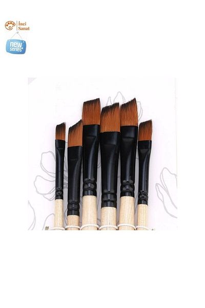 İNCİ TUVAL New Series 6 Side Cut Set 6 Brushes (2,4,6,8,10,12 Number)
